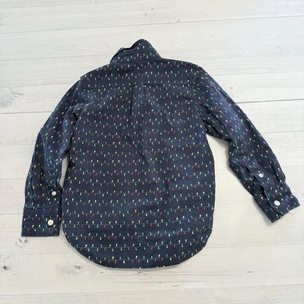 Gap kids Christmas light button down shirt XS‎